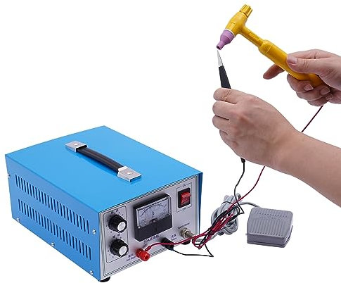 Schmuckschweißmaschine Punktschweißgerät für Gold Silber und Kupfer mit Fußpedal 500W 220V für Metallschweißen Reparatur Schmuck Reparaturwerkzeug (Blau, 50A)
