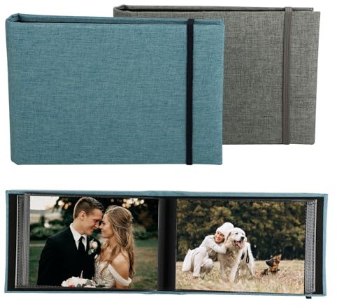 2 Stück Einsteckalbum 10x15 - Fotoalbum - Photo Album, Platz für 200 Fotos, Leineneinband mit Bindeband, Ideal für Reisen, Hochzeiten und Geburtstage