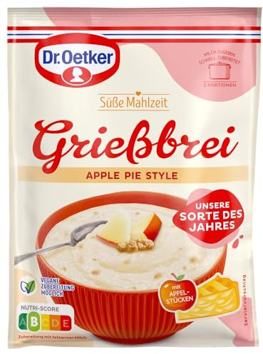 Dr. Oetker Süße Mahlzeit Grießbrei Apple Pie Style, 12er Pack (12 x 96 g) - Unsere Sorte des Jahres - Mischung für Grießbrei für eine Hauptmahlzeit oder als süße Mahlzeit zwischendurch