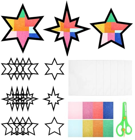 15 Stück Fensterbilder Weihnachten Wiederverwendbar,Weihnachtsfensterbilder Basteln Kinder,Sternen Bunte Weihnachts Fensterbilder Selbstklebend,Christmas Window Stickers,Schablonen DIY Geschenke