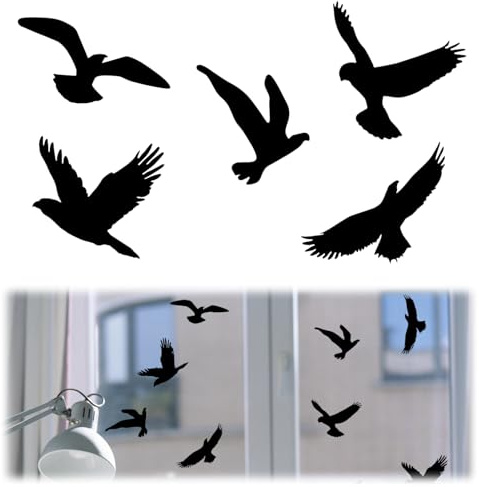 20 Pieces Large Size Anti-Collision Window Clings Bird Shape Window Sticker Alert, for Preventing People and Bird Strikes on Window Glass, Party Accessory