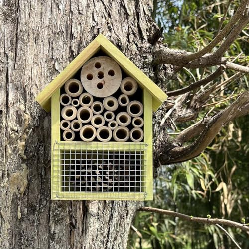 Wetterfest Natur/Nistkasten Bienenhotel Insektenhotel Bausatz aus Holz für Bienen, Insektenhotel Groß Schmetterlinge, Schmetterlingshaus für Garten Käfer & andere Tiere (1, EIN Stück)
