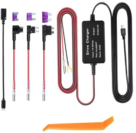 Gebildet Dash Cam Hardwire Kit 12V-24V to 5V with Low Voltage Protection 10.49ft Dash Cam Charger Power Cord for Dashcam GPS Power Supply Radar Detectors and More