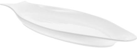 LOLIPPYY Assiette Ovale Céramique Blanche Pure pour Poisson Vapeur Plat de Service Créatif pour Maison et Restaurant