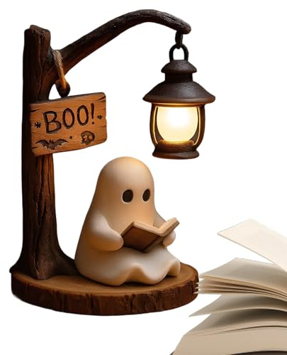 Süße Leselampe,Leseecke Lampe - 3D Resin Ästhetische Laterne Für Innenraum Deko Wohnzimmer Schlafzimmer Kinder Erwachsene Bücherliebhaber Halloween - Buchliebhaber Erwachsene Halloween Dekoration