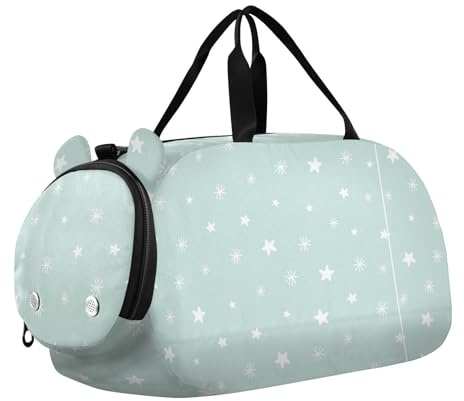 Tanztasche, Sporttasche für Mädchen, Jungen, weiß, abstrakte Sterne, Kinder-Sporttasche, Reisetasche, mit Namen, Wochenendtasche
