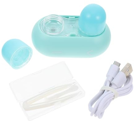 TOYANDONA Pulitore Lenti Portatile Automatico per Lenti a Vista Tecnologia Avanzata senza Danneggiare Lente, Struttura in Pvc Blu, Design Adorabile e Compatto per Uso Quotidiano