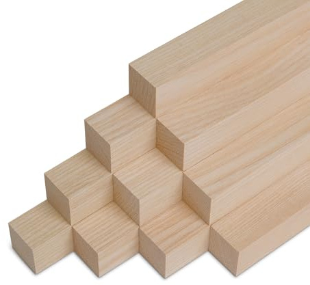 Woodsellers Set di 10 listelli in legno di frassino piallato, 30 × 30 × 500 mm, listelli in legno massiccio naturale e pronto per l'incollaggio, per mobili, interni e progetti fai da te