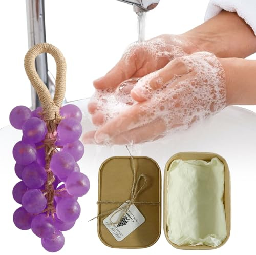 Bloque de jabón crudo de aloe vera, jabón de uva con cordón de algodón marrón, jabón hecho a mano para el cuidado diario de la piel, bloque de jabón natural con aloe vera (D)