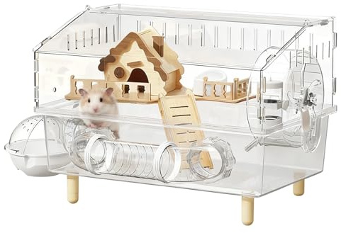 Großer Hamsterkäfig, Deluxe-Doppelschicht-Hamsterkäfig, Kleine Transparente Haustierzuchtbox, 9-teiliges Hamster-Heizgehege-Set, Belüftetes Design, Abnehmbar Und Zusammenbaubar, Geeignet Für Hamster