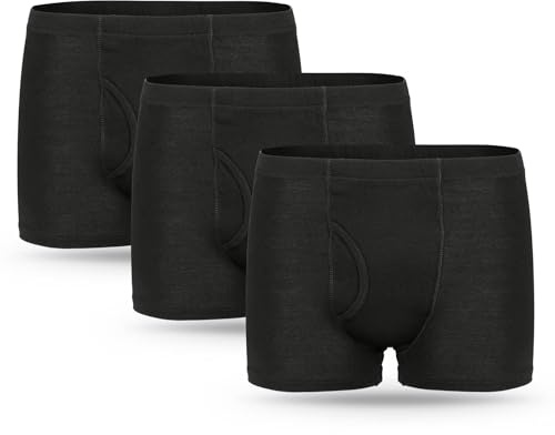 3 Pcs Men’s Incontinence Pants Cotton Washable Reusable Incontinence Boxer Briefs with 250 ML Absorbency Protective Underwear for Men Black Size L