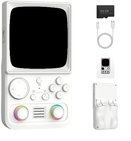 Entgoinggo R36T MAX Retro Handheld Game Console, With 4 Inch Curved Screen 20000 Preloaded Games WiFi Connectivity Dual Controllers And 4000MAh , For Travel(white)