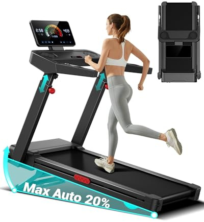 UMAY Tapis de Course avec Inclinaison Automatique de 20%, 14KM/H