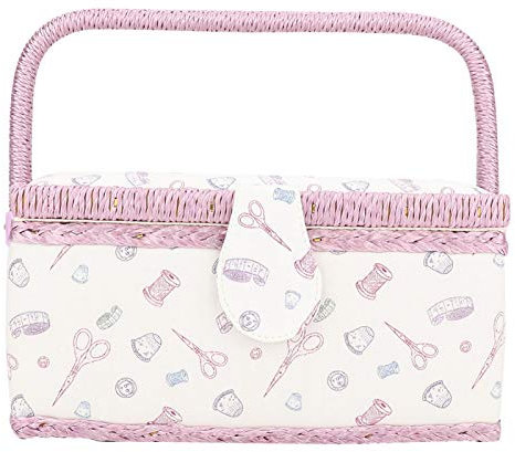 Extra großer Nähkorb, Vintage-Nähkorb, Handgemachte Nähkorb Kit Nähkorb-Organizer zur Aufbewahrung von Nadeln, Fäden, Maßbändern, Fingerhüten und anderem Nähzubehör