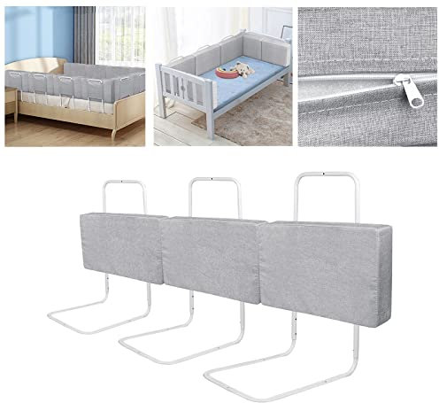 ACXIN 40-60cm Verstellbares Stahlrohr für Kinderbetten, Elternbetten Bettgitter, Höhenverstellbar Absturzsicheres Bettgitter, Kinderbettgitter Bettschutzgitter (Leinengrau, 50cmx3)
