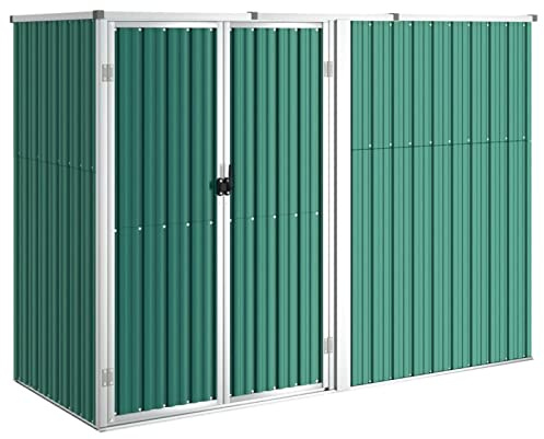 Tidyard Gerätehaus Gartenschuppen Schuppen Lagerschuppen aus Verzinkter Stahl, Metall,Geräteschuppen Gartenhaus Geräteschrank Gartengeräte 225 x 89 x 159/161 cm (B x T x H),Schräges Dach