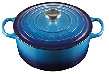 Le Creuset Cocotte redonda de hierro fundido, 26 cm, 5, 3 L, Todas Las Fuentes de Calor incluso inducción, Azure, 21177262202430