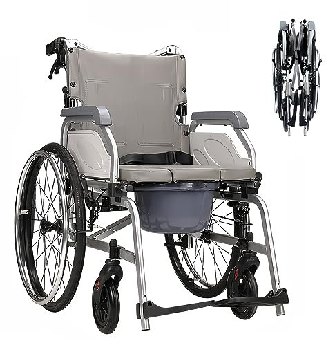 GHBXJX Rollstuhl Faltbar Leicht Duschrollstuhl, Rollstühle mit Selbstantrieb, Aluminium Rollstuhl für die Wohnung, Reiserollstuhl, Aktivrollstuhl, Klappbare Rückenlehne, Verstellbare Armlehnen