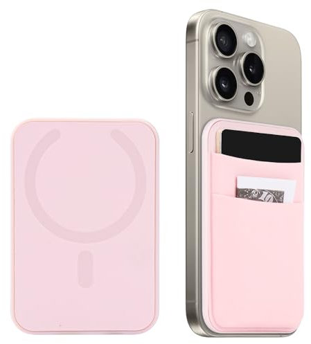 FIDWALL Magsafe Brieftasche Kompatibel mit iPhone 15/14/13/12 Pro/Max/Plus/Mini, RFID-Kreditkartenetui für 5 Karten, Rosa, No, Klassisch, LC000