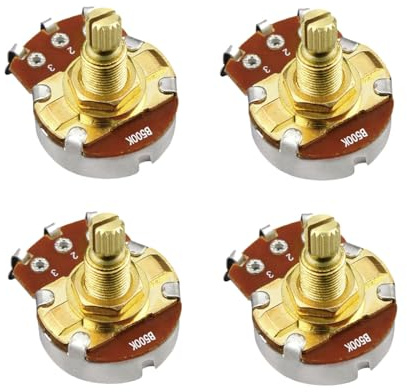 FLEOR 4 st full STrlek B500K linjär konisk potentiometer gitarrton volymkontroll krukor L 18 mm guldpläterad koppar lång delad axel