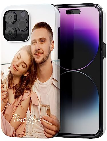 Easycosy zweischichtige personalisierte Handyhülle für iPhone 16 15 14 13 12 Pro/Max/Mini XR X Xs Max- Individuelle Geschenke selbst gestalten mit Foto und Text- Stoßfeste Kratzfeste weiche TPU Hülle