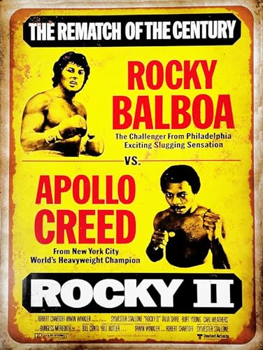 KUSTOM ART Poster Decorativo da Parete Serie Locandine Film Famosi Rocky II Stallone Stampa Artistica su Carta Patinata 40x30 cm Senza Cornice
