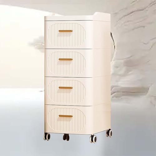 Suixtil Stapelbare Aufbewahrungsbox mit Deckel Aufbewahrungsbox mit Deckel und Rollen, ideal zur Aufbewahrung von Büchern, Kleidung, Spielzeug, Bettzeug oder als Schuhkarton.(White-4 Layers,42cm)
