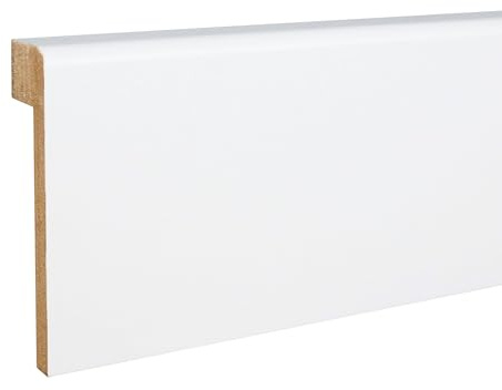Fliesenabdeckleiste Bis 65 mm Höhe 19 x 80 x 2500 mm MDF-Kern foliert Weiß zum Kleben, Schrauben & Nageln Abdeckleiste für Fliesensockel by PROVISTON 12.5 Meter | 5 Stück