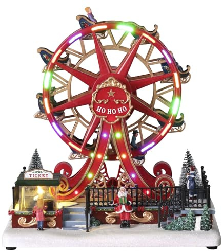 Holyart Villaggi Natalizi: Ruota panoramica rossa natale luci led 30x15x30 cm