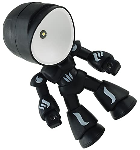Robot Night Lamp Battery Black Pvc Adjustable Head Back to School Decor | Home Decoration, Tabletop Display, No Visible Flickering, 3 Button Batteries, Cute Desk Light