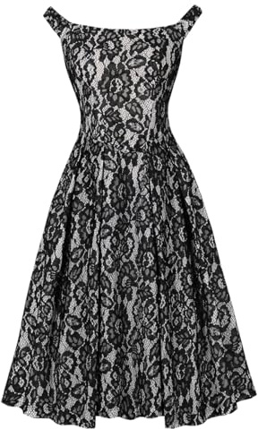 Wellwits Women's Gothic Floral Lace Off Shoulder Vintage Formal Dress