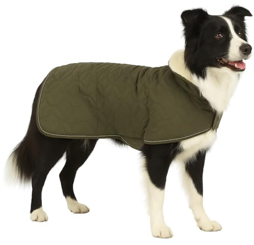 Flamingo Hundemantel Winter – Ushi Khaki – 50cm – warm & modisch – Polyester – wasserabweisend – Fleece-Innenfutter – Klettverschluss – reflektierend – Geschirröffnung