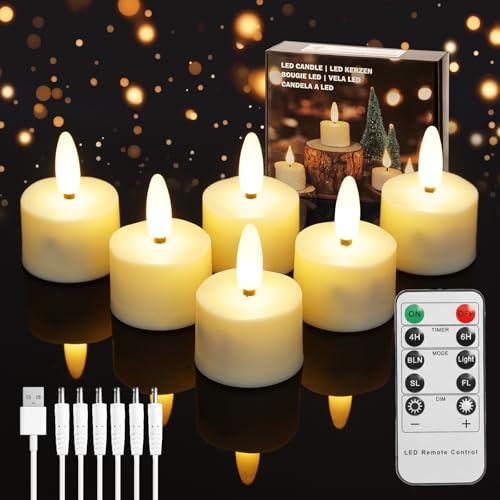 Bougies chauffe-plat rechargeables à piles avec télécommande, bougies chauffe-plat sans flamme, blanc chaud pour Halloween, Noël, décorations de mariage, bougies chauffe-plat LED vacillantes avec