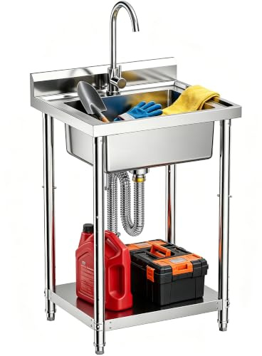 CAMMOO 23 4-Height Adjustable Utility Sink, 304 Stainless Steel