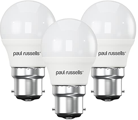 paul russells LED Bayonet Cap B22 Light, 25w Equivalent, 2.5W 250Lumens LED Bulbs, Mini Globe 2700K Warm White Lamps, Frosted Round G45 BC Golf Energy Saving Chandelier Non-Dimmable Lightbulbs, 3 Pack