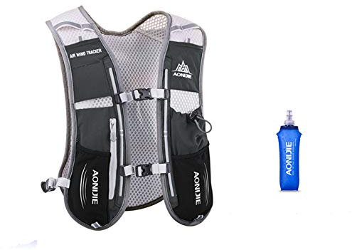 AONIJIE 5L Multifunktionale Ultrleicht Fahrradrucksack / Trinkrucksack Getränketasche mit 500ML Trinkflasche für Wandern, Training, Laufen, Klettern (Schwarz mit 500ml Trinkflasche)