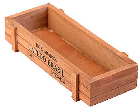 Good01 Fioriera in legno, stile vintage, rettangolare da giardino, per fiori e piante grasse, Legno, Color legno, 22.5 x 8 x 5cm
