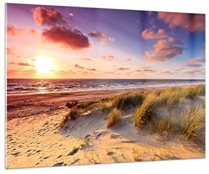 Bilder auf Glas 100x70cm Glasbild Meer Strand Düne Groß Wanddeko Bild im Glas Schlafzimmer Küche Deko Wandbilder Dekoration Wohnzimmer Modern Wall Decor Glasdruck Wand Kunstdruck Art GAA100x70-3540