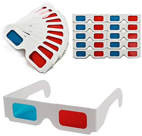 Lot 10 Lunettes 3D Anaglyphe Rouge/Cyan Bleu Carton TV Vidéo Image