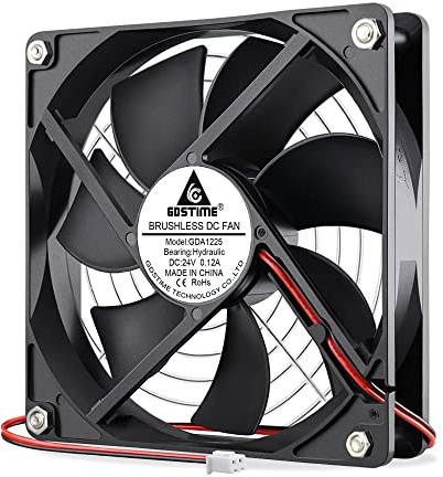GDSTIME 120mm Lüfter 24V PC Lüfter 120mm 2pin 24 volt 120x120x25mm Fan | lüfter 24v 120mm pc Lüfter 24v 2-polig für Computer Wechselrichter Verstärkers Netzteils Schrank Belüftung