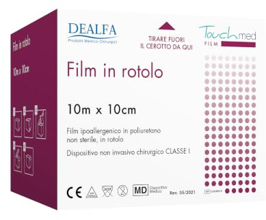 TOUCHMED TATTOO Protection - Film di Poliuretano in Rotolo - cm 10x10 mt - Pellicola Adesiva, Protettiva, Impermeabile e Traspirante - Monouso - Confezione da 1 Pezzo