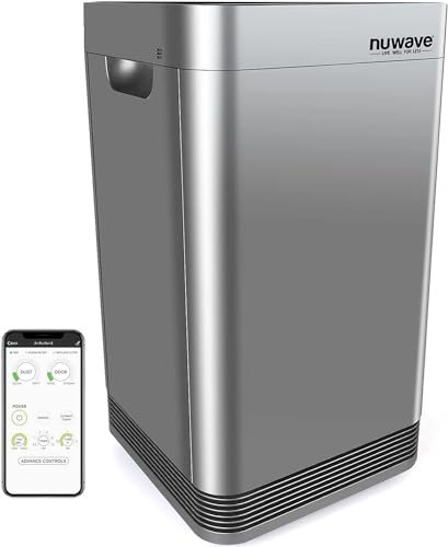 Nuwave Oxypure Luftreiniger Pro für extra großen Raum, 4 HEPA/Kohlefilter mit 5-stufigem verbessertem Filtersystem, Auto-Funktionsmonitor, Luftqualität und Handbuch für optimale Reinigung