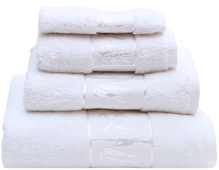 Marmaris Co. Set of 4 Luxury Super Soft Towels – Premium Viscose Derived from Bamboo & Turkish Cotton for The Ultimate Bath Experience