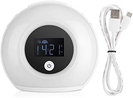 Wecklicht, 5-Farben-Modus Natürlicher Weckwecker Nachtlicht Nachttischlampe, Digitale Moderne Uhr mit Bluetooth-Lautsprecher für Kinder, Schlafzimmer