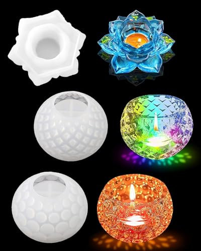 LHCY 3pcs Epoxidharzform Runder Kerzenhalter Silikonform Blumentopf Schmuck, DIY Kristall Epoxidharz Gießform Schmuck Aufbewahrungsbox, Kerze, Blumentopf