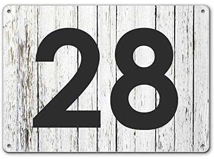 banjado® Hausnummernschild personalisierbar Motiv Weißer Bretterzaun - Hausschild personalisiert Draußen mit Straßennamen möglich - Hausnummernschild Edelstahl versch. Motive - inkl. Montagematerial