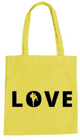Love Muay Thai Baumwolltasche - Liebe Teakwando Boxen MMA Kampfsport Kämpfer Gelb