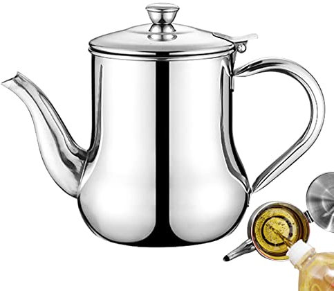 PW TOOLS Aceitera de Acero Inoxidable Con Colador y Dispensador, Botella Para Almacenamiento y Uso en Cocina Casera