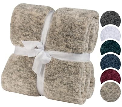 liebling Kuscheldecke Iglu, Wohndecke Ultra flauschig als Sofaüberwurf oder Wendedecke, marmoriert, waschbar, 150 x 200 cm, Elfenbein