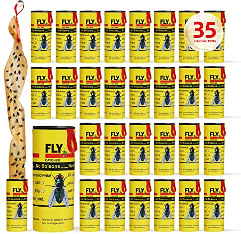 Correas de Mosca para Interiores al Aire Libre, Tiras de Papel para Volar, Tiras Adhesivas para Volar, Tiras de Mosca para Moscas, Cinta para atrapar Frutas y gnat Trap para Moscas para Interior